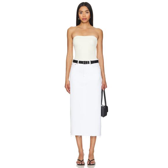 NWT Agolde‎ Della Midi Denim Skirt Milkshake White 27 Minimal Designer - Picture 1 of 12